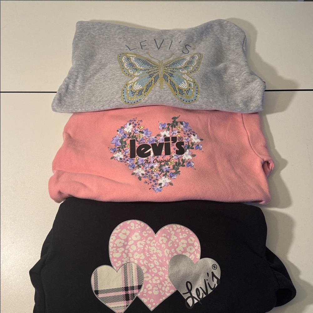 Levi's Kids Black Light Gray & Pink Hoodie. 3 hoodies one great price😀